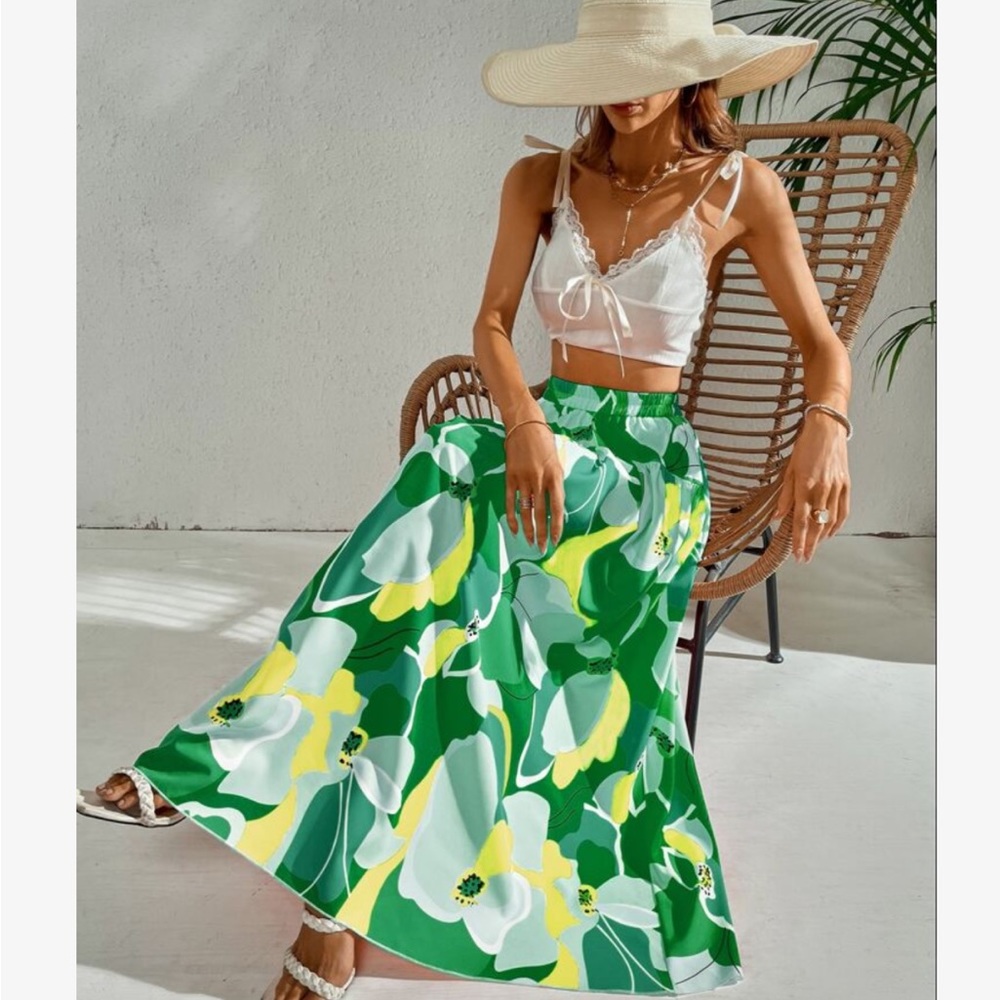 Bohemian Boho Floral Tropical Maxi Skirt - Picture 10 of 17